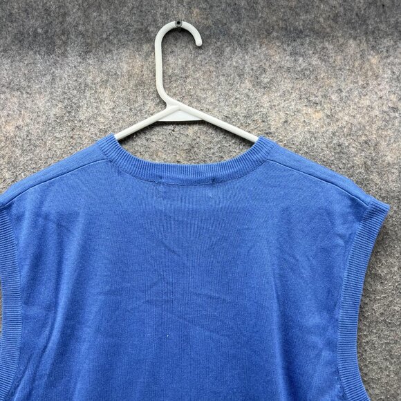 Bugatchi Sweater Men Large Blue V Neck Pullover Fleece Silk Cotton Sleeveless - Picture 11 of 11